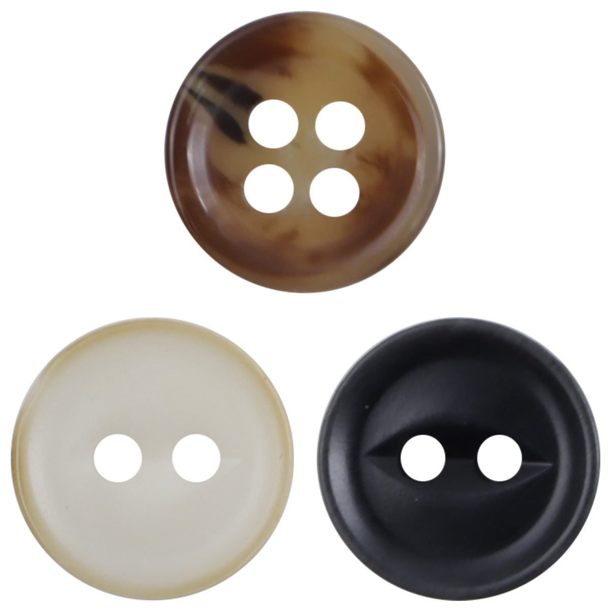 Black and White Fish-Eye Resin Buttons for Casual Commuter Shirts 50pcs - Lots of Buttons