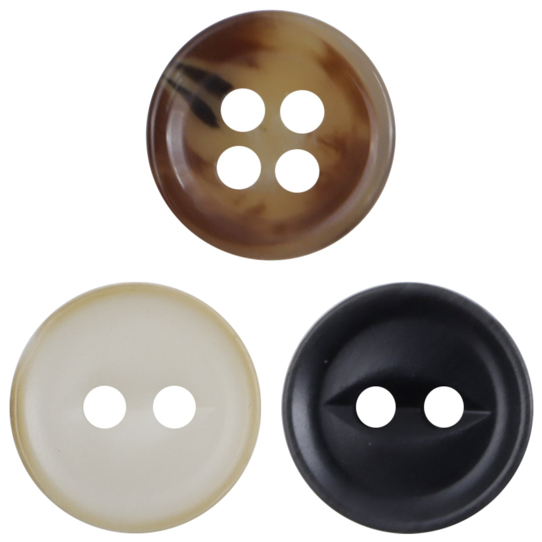 Black and White Fish-Eye Resin Buttons for Casual Commuter Shirts 50pcs - Lots of Buttons