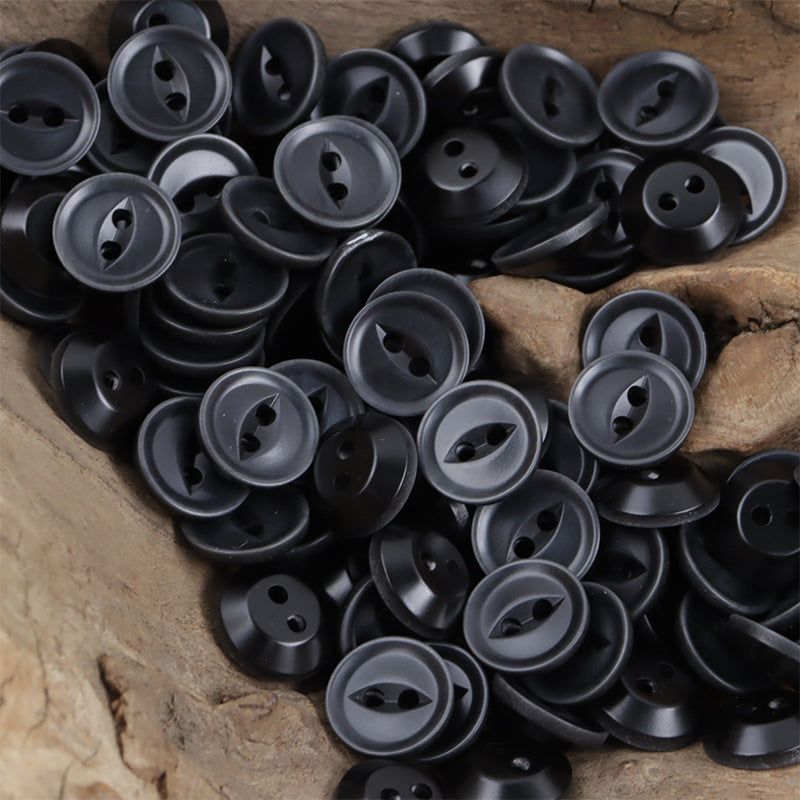 Black and White Fish-Eye Resin Buttons for Casual Commuter Shirts 50pcs - Lots of Buttons