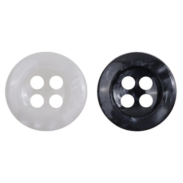 11.5mm Black and White Round 4-Hole Speckled Resin Buttons 100PCS - Lots of Buttons
