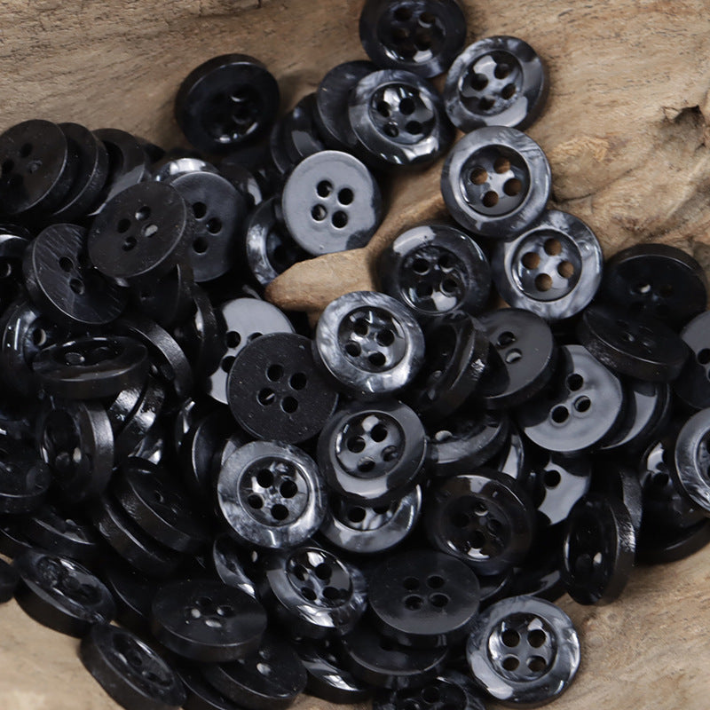 11.5mm Black and White Round 4-Hole Speckled Resin Buttons 100PCS - Lots of Buttons