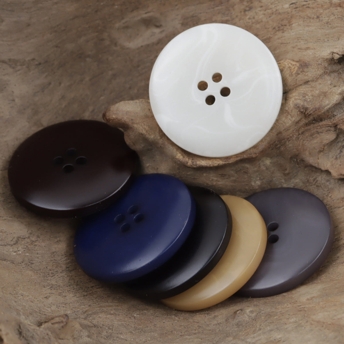 Burn Edged Bowl Shaped 4 Hole Resin Sewing Buttons 50pcs - Lots of Buttons