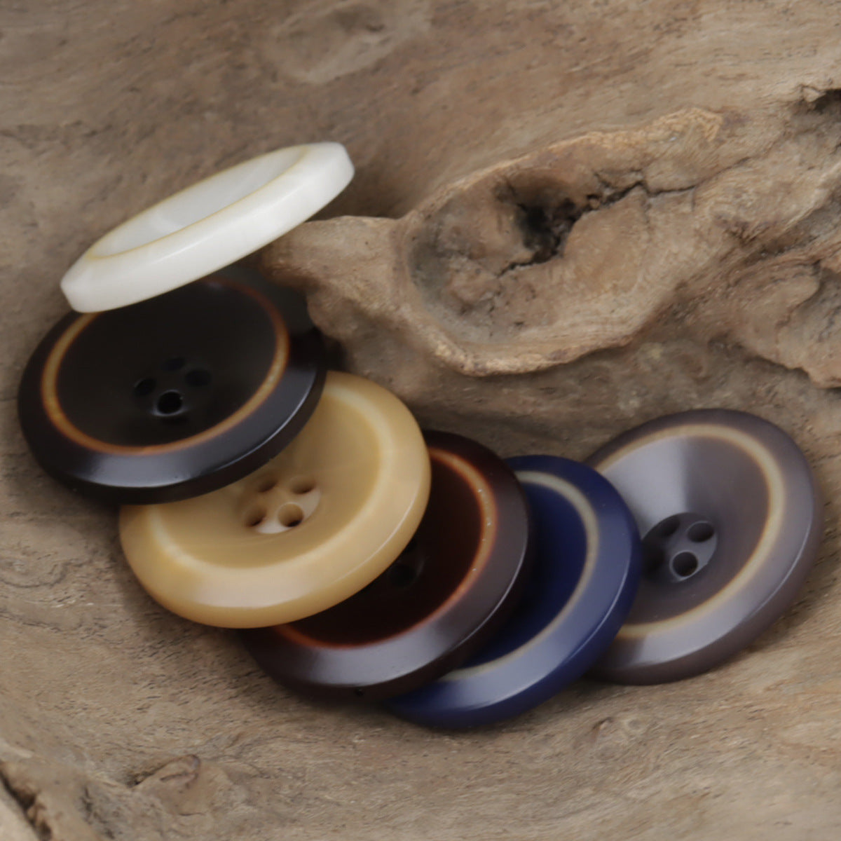 Burn Edged Bowl Shaped 4 Hole Resin Sewing Buttons 50pcs - Lots of Buttons