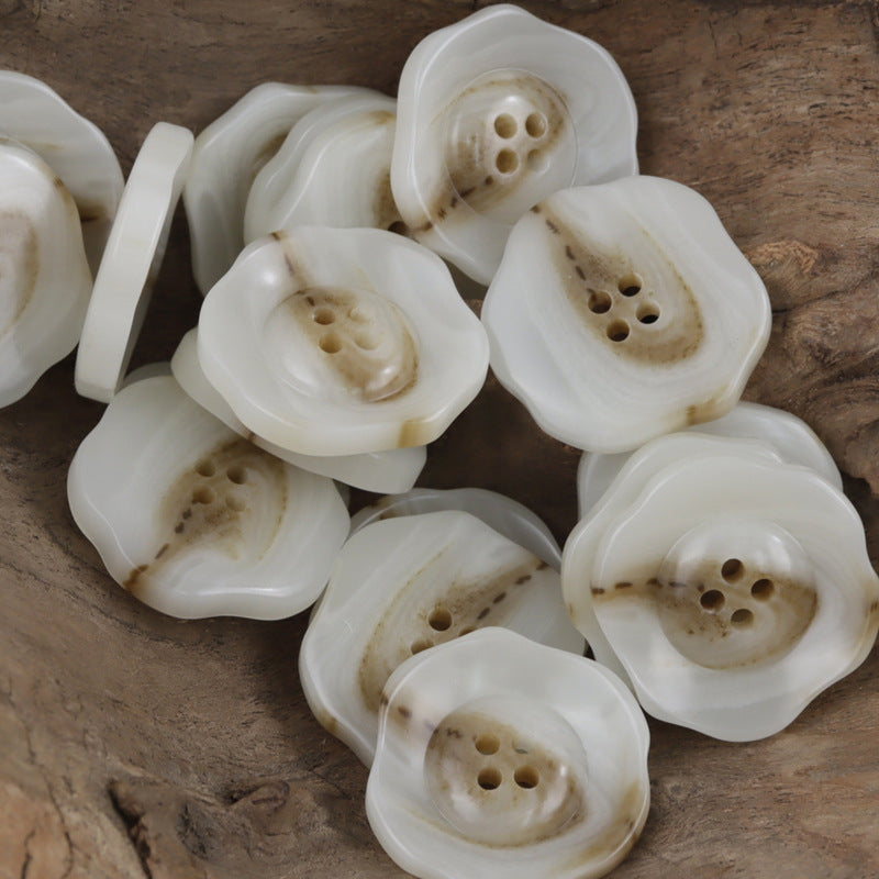 Irregular Lotus-Shaped Four-Hole Resin Buttons for Corduroy Shirts 30pcs - Lots of Buttons