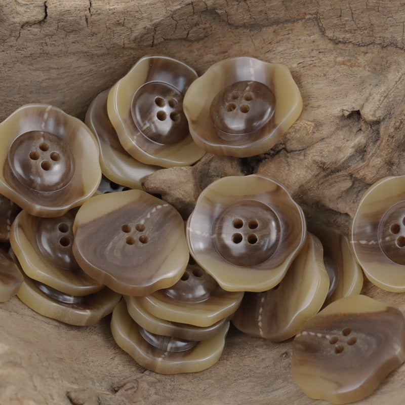 Irregular Lotus-Shaped Four-Hole Resin Buttons for Corduroy Shirts 30pcs - Lots of Buttons