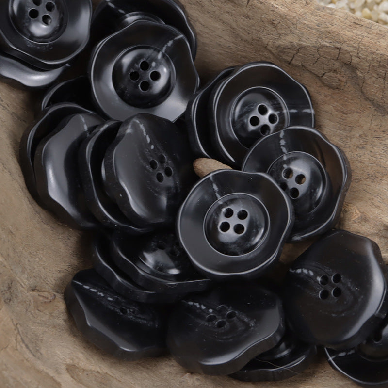 Irregular Lotus-Shaped Four-Hole Resin Buttons for Corduroy Shirts 30pcs - Lots of Buttons