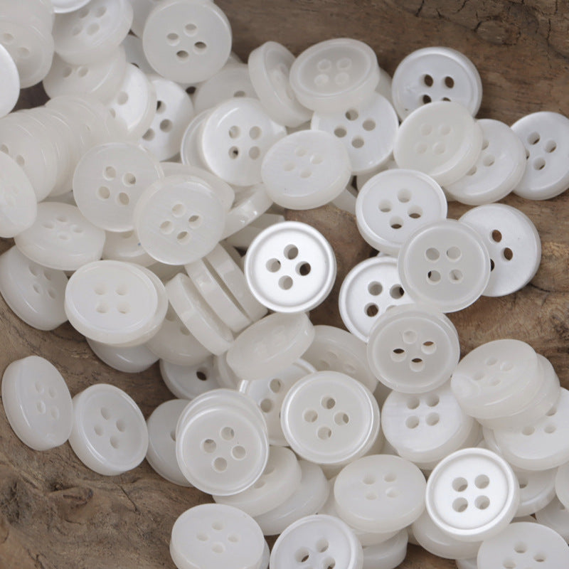 11.5mm Round 4-Hole Resin Buttons for White Shirts Sweaters Knitwear 100PCS - Lots of Buttons