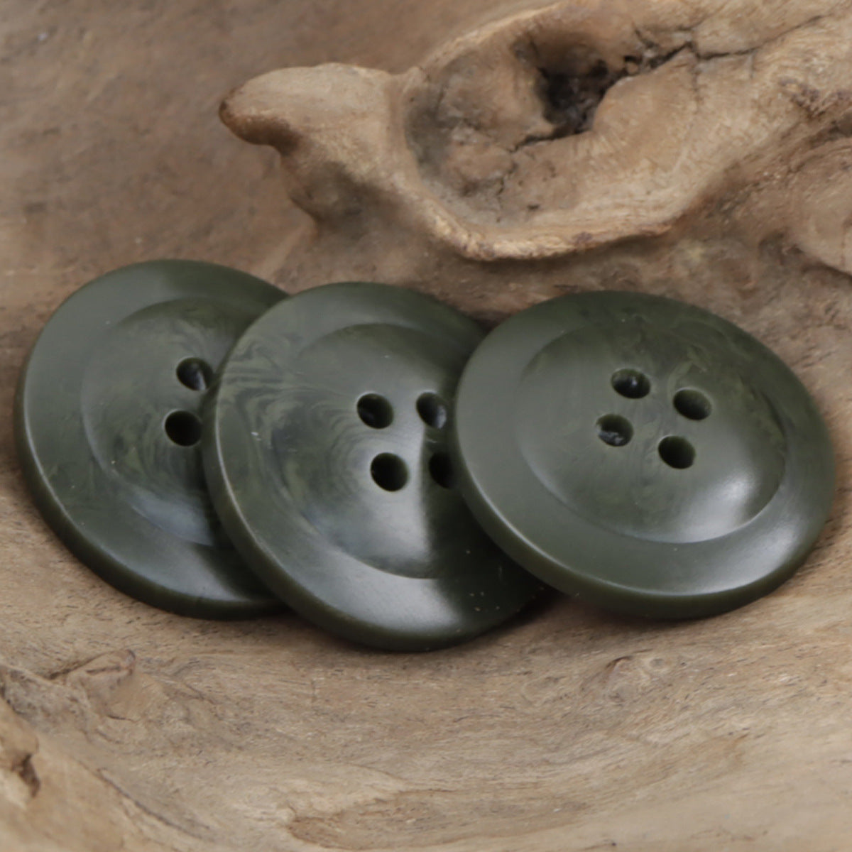Wide-Edged Vintage Dark Green Resin Buttons,20pcs - Lots of Buttons