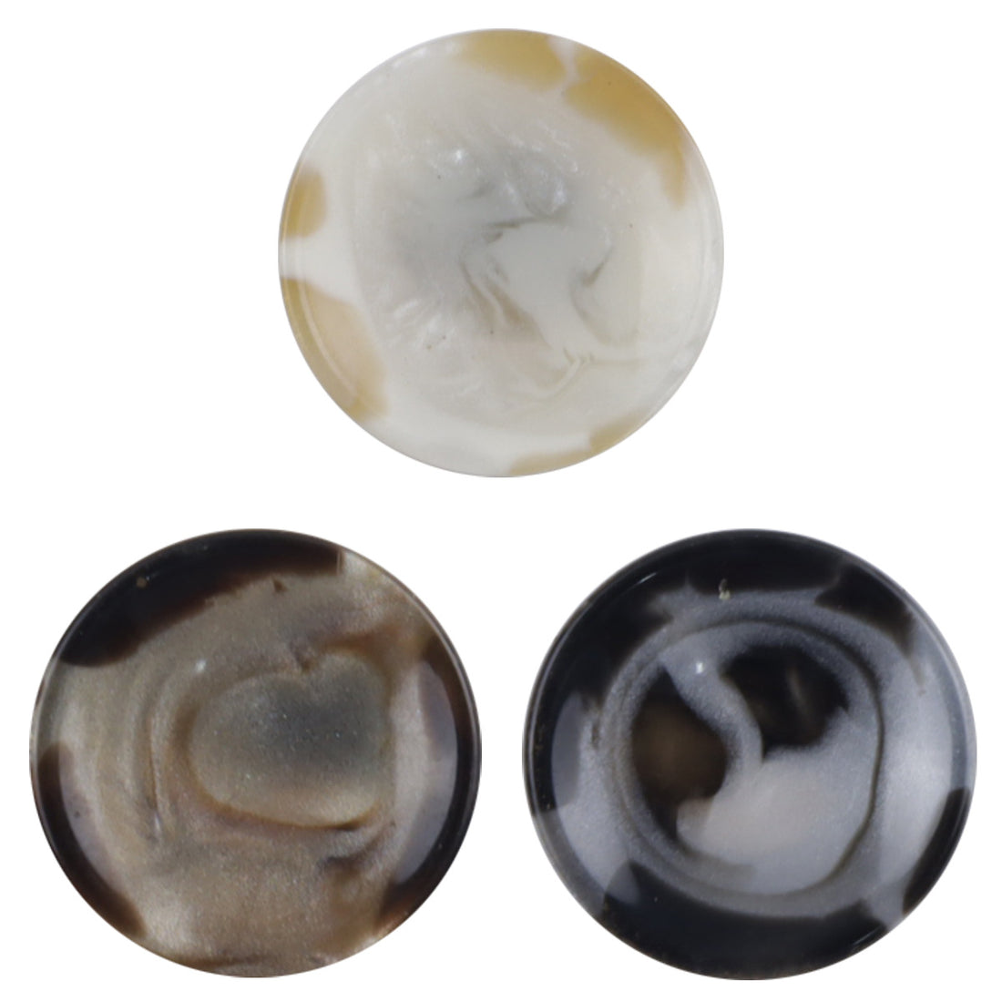 12.5mm Round Milk Coffee-Colored Resin Buttons with Metal Handle 30pcs - Lots of Buttons