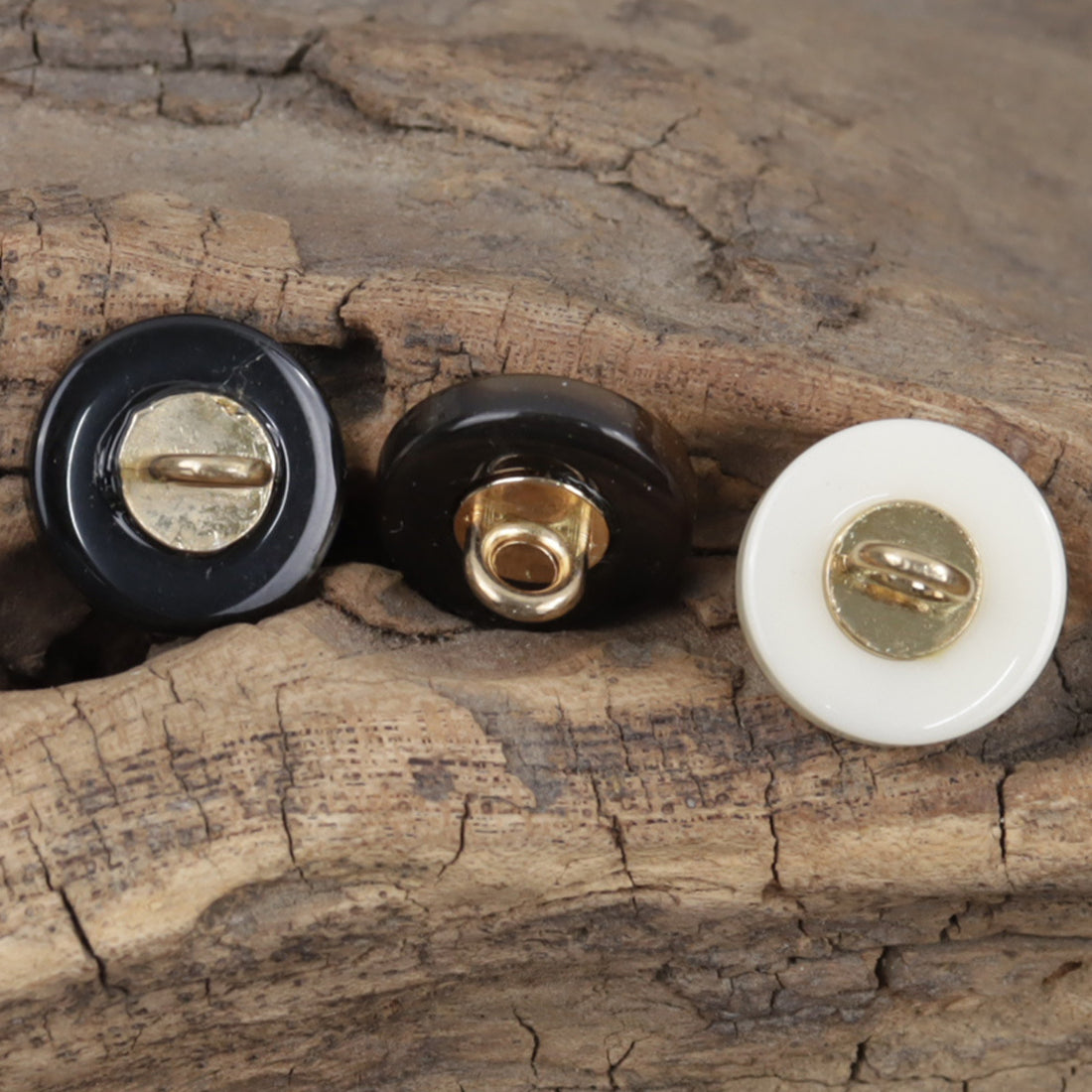12.5mm Round Milk Coffee-Colored Resin Buttons with Metal Handle 30pcs - Lots of Buttons
