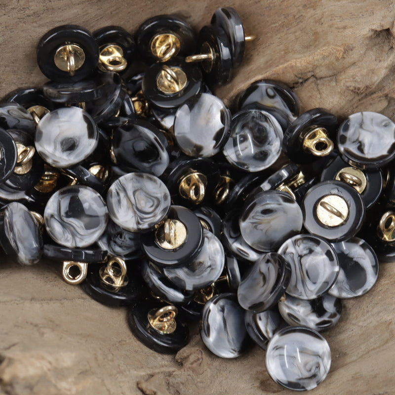 12.5mm Round Milk Coffee-Colored Resin Buttons with Metal Handle 30pcs - Lots of Buttons