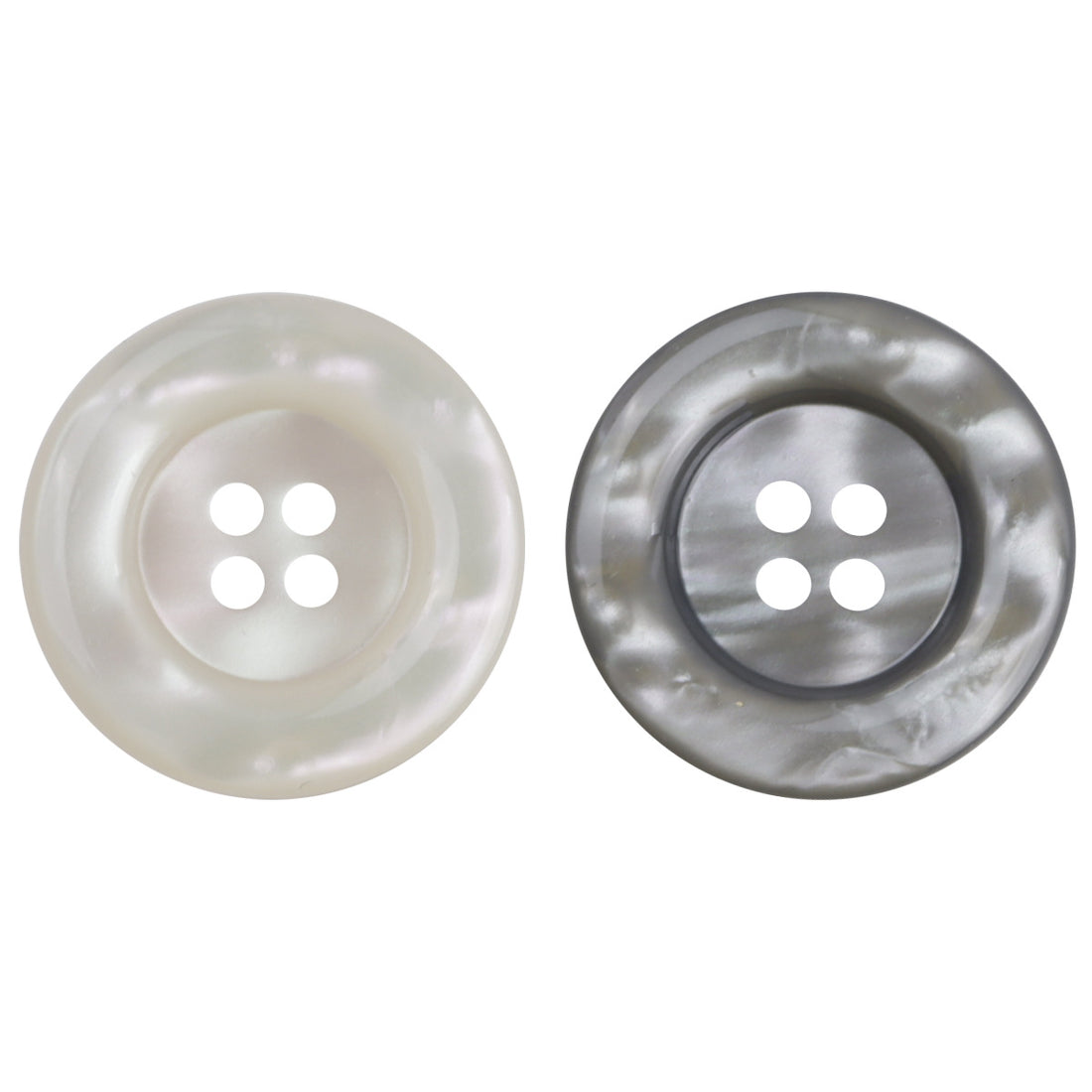 Round-Edged Black and White Light and Shadow Resin Buttons 30pcs - Lots of Buttons