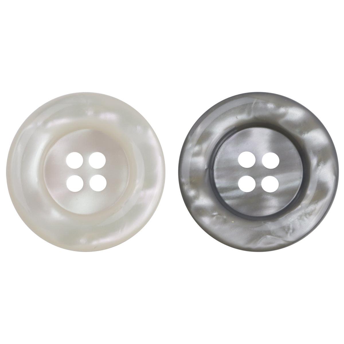 Round-Edged Black and White Light and Shadow Resin Buttons 30pcs - Lots of Buttons