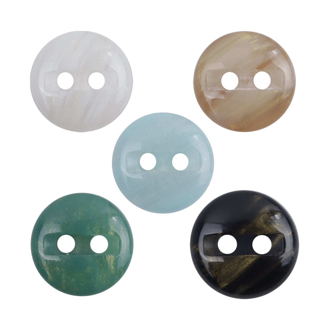 11.5mm Emerald Gold-Plated 2-Hole Resin Buttons 50 Pack - Lots of Buttons