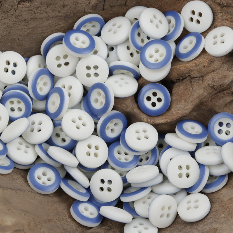 Blue Round 4 Hole Resin Buttons for Children's Shirts Sweaters 60 Pack - Lots of Buttons