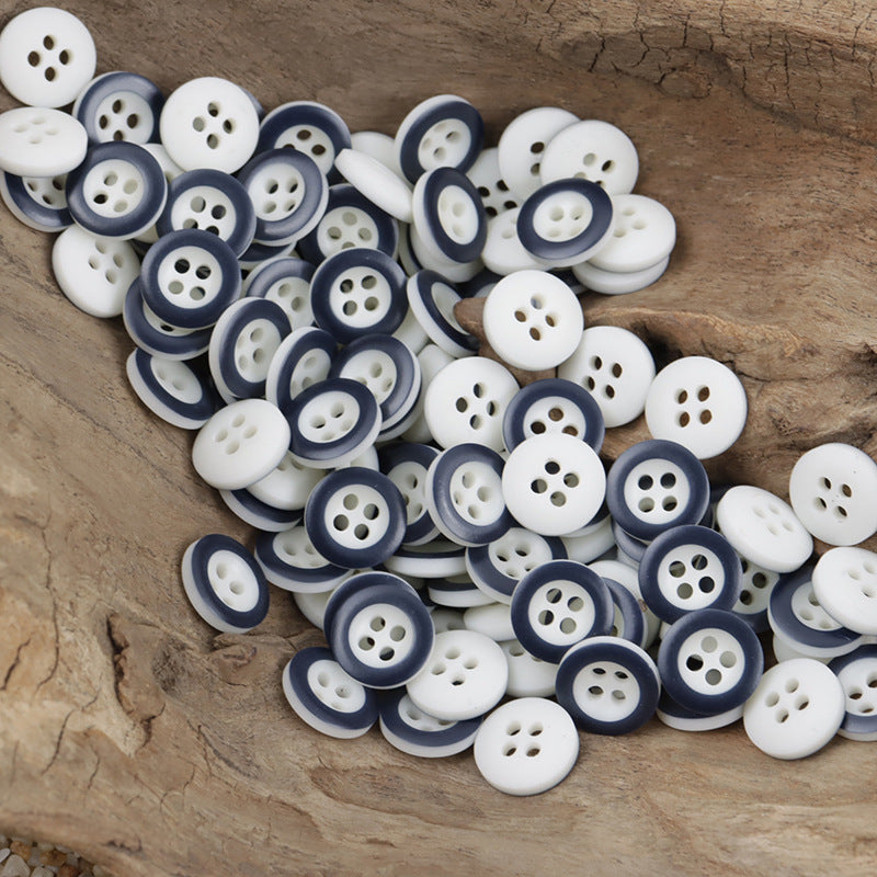 Blue Round 4 Hole Resin Buttons for Children's Shirts Sweaters 60 Pack - Lots of Buttons