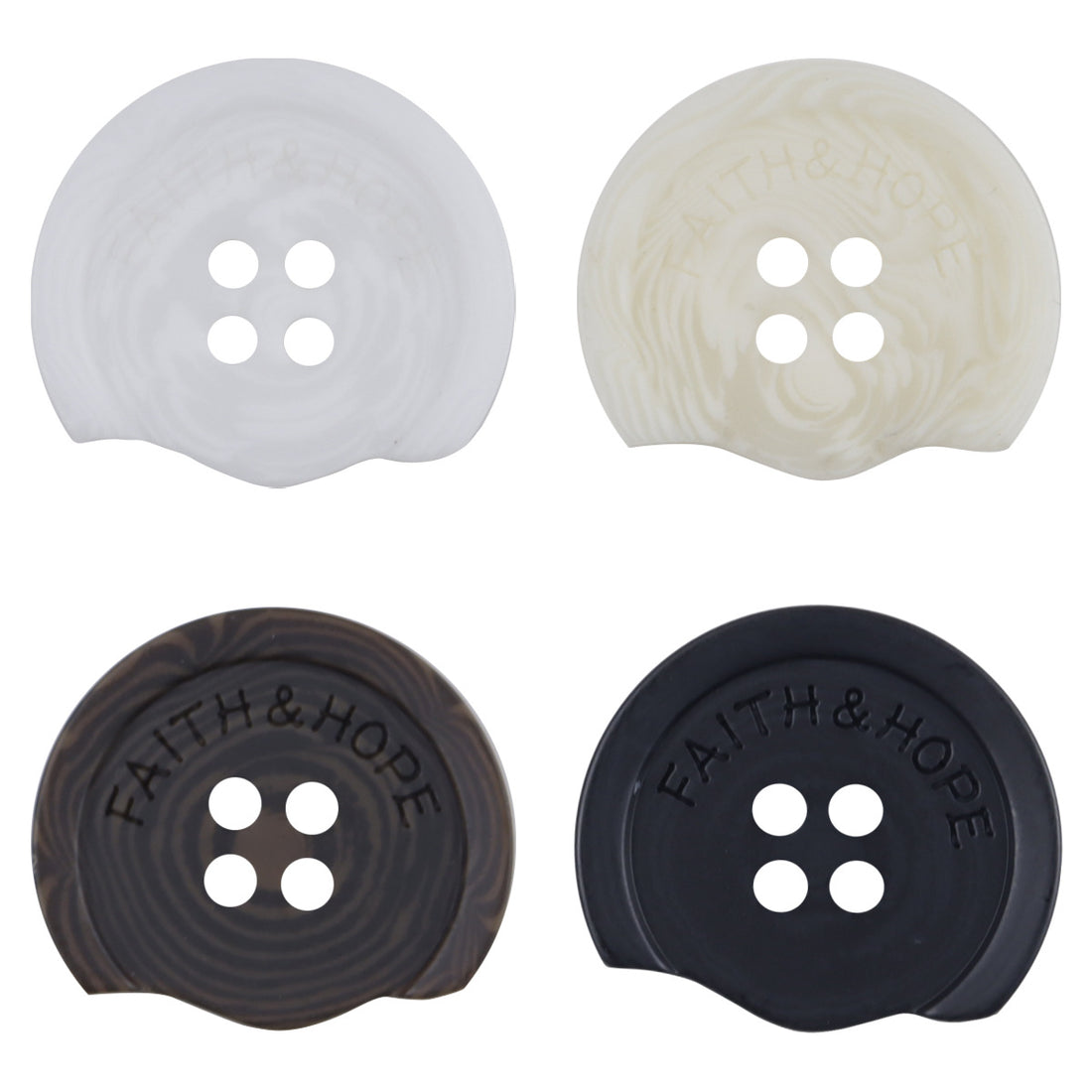 Resin Buttons with Missing Corners and Letters Faith & Hope 30pcs - Lots of Buttons
