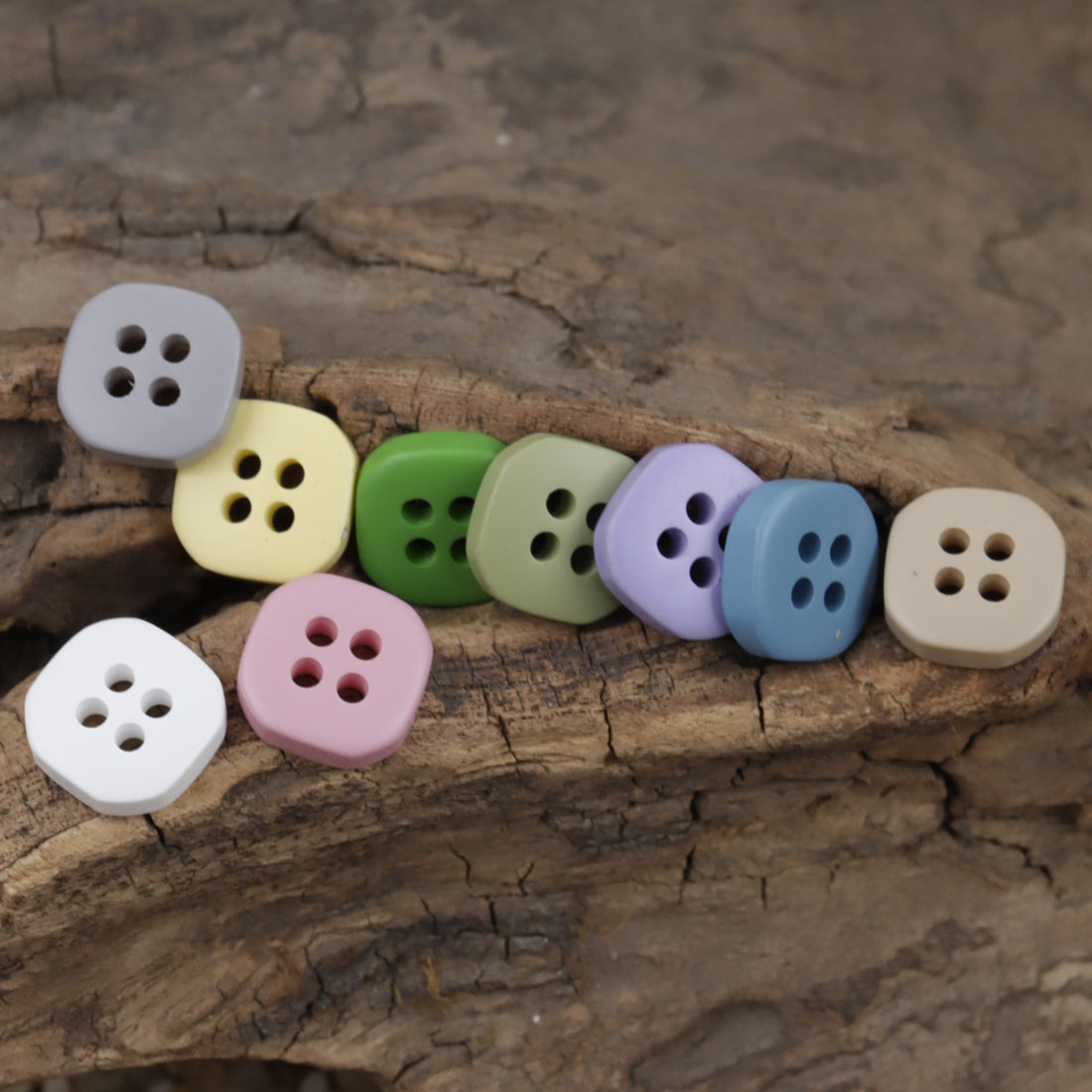 11.5mm Square Multicolored 4-Hole Resin Decorative Buttons 90 Pack - Lots of Buttons