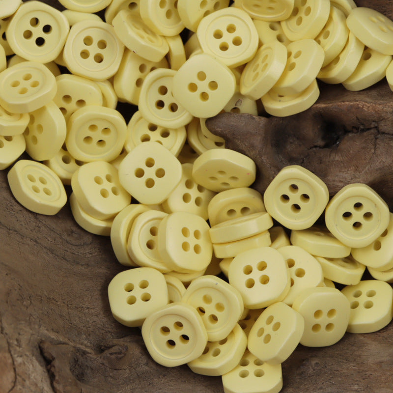 11.5mm Square Multicolored 4-Hole Resin Decorative Buttons 90 Pack - Lots of Buttons