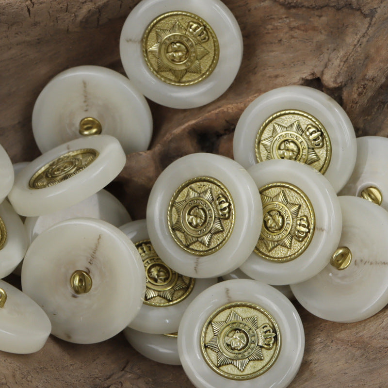 Metal Star Crown Pattern Decorative Resin Buttons for DIY Crafts 10pcs - Lots of Buttons