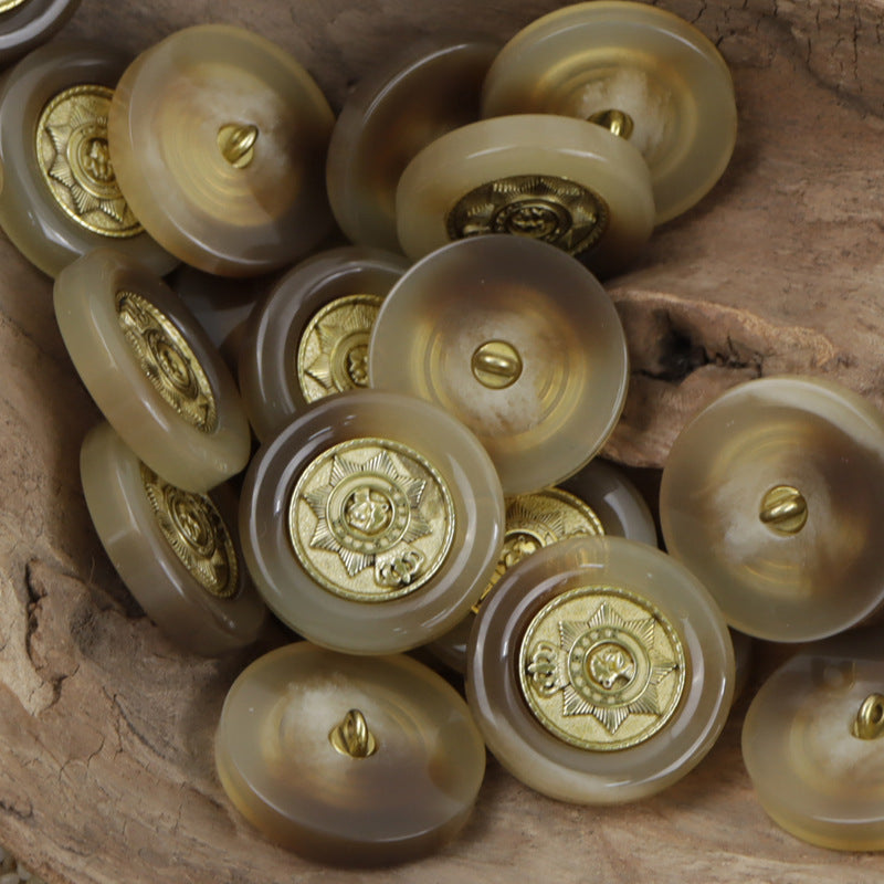 Metal Star Crown Pattern Decorative Resin Buttons for DIY Crafts 10pcs - Lots of Buttons