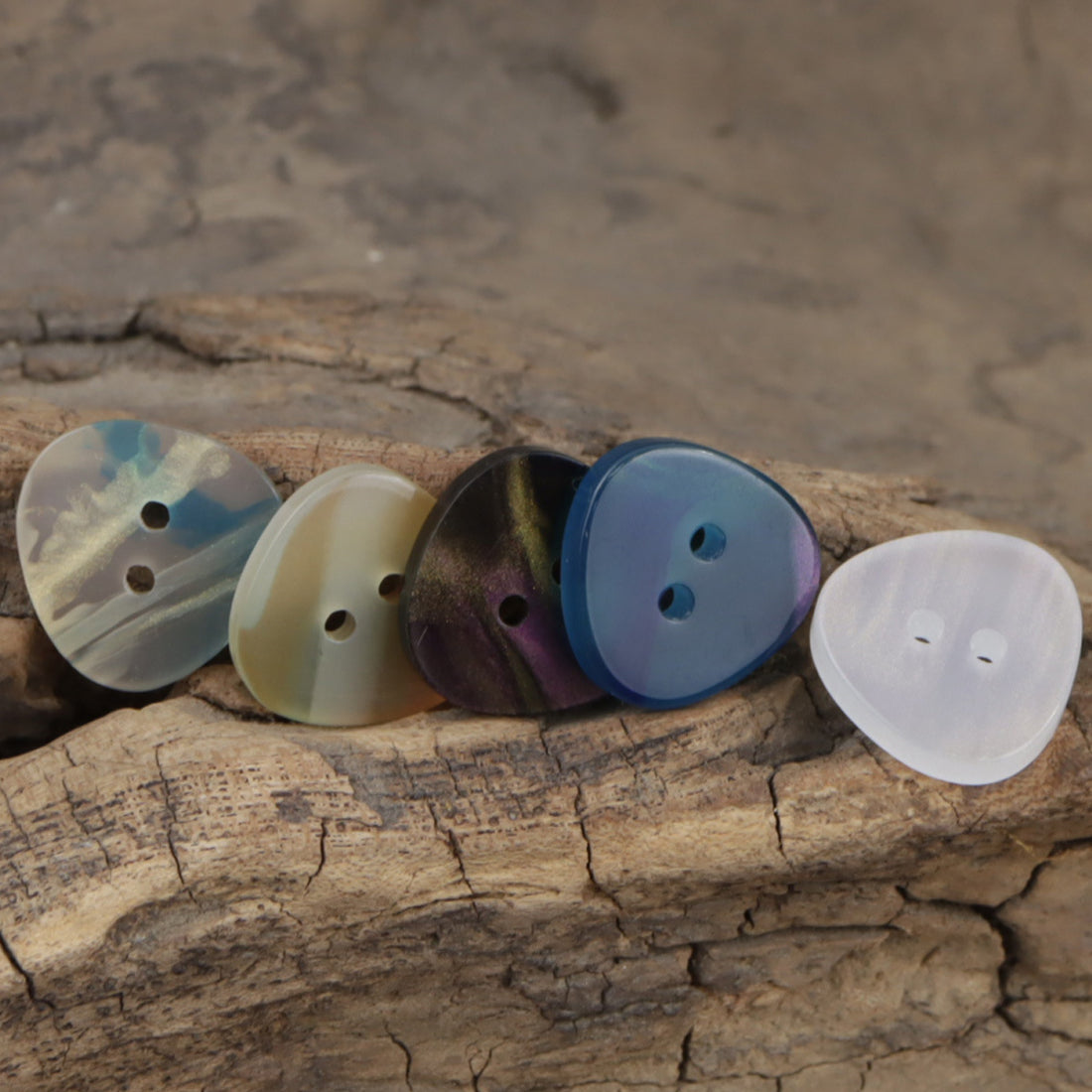 Iridescent Multicolored Irregular Triangle 2-Hole Resin Buttons,30pcs - Lots of Buttons
