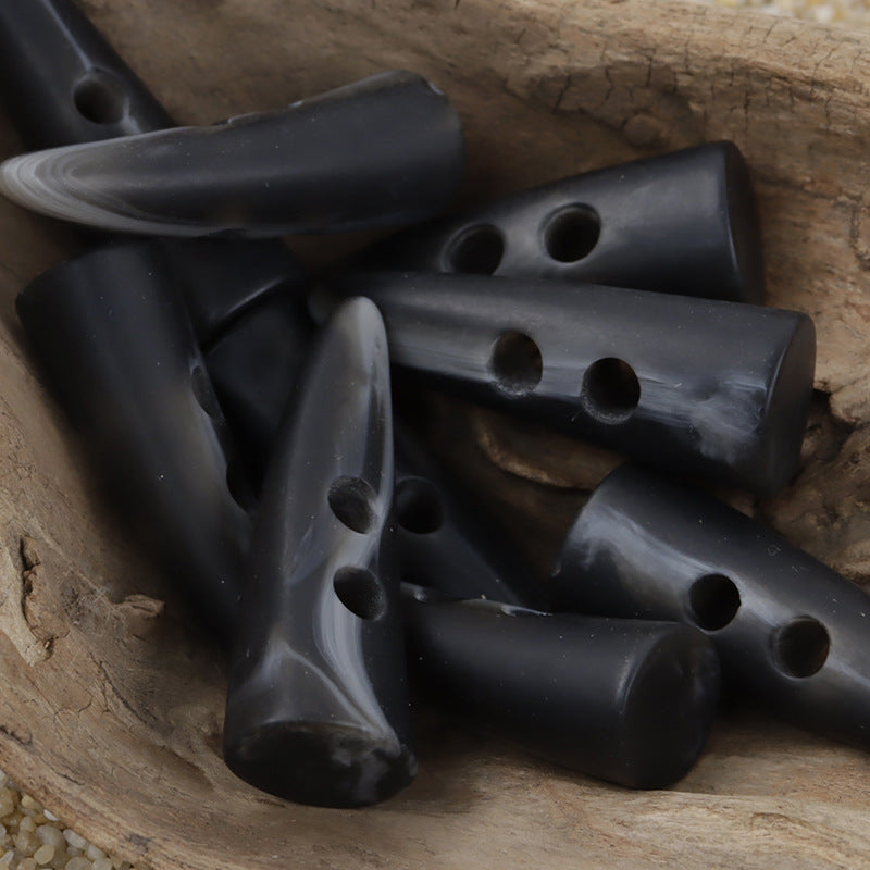 55mm Long Horn-Shaped Resin Toggle Buttons for Fall Windbreakers - 10pcs - Lots of Buttons