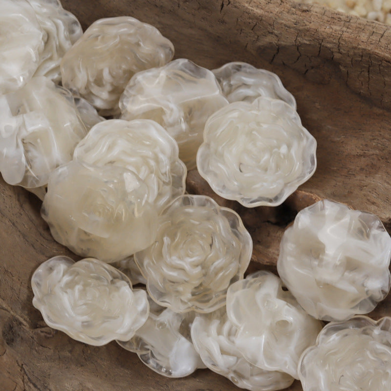 Peony-Shaped Acrylic Decorative Buttons for DIY Handmade 49 Pack - Lots of Buttons
