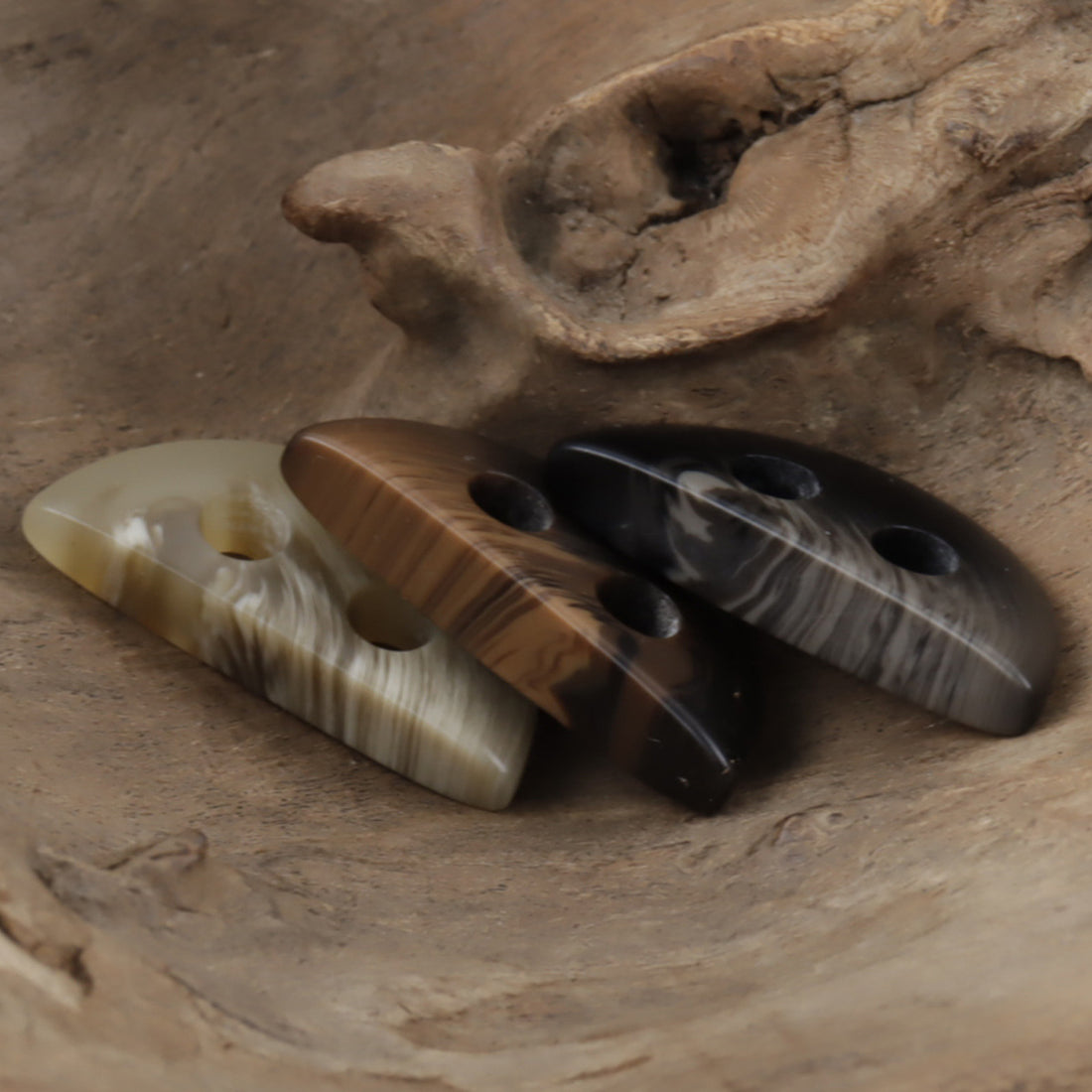Semi-Circular 2 Hole Resin Buttons Imitation Horn Pattern,20pcs - Lots of Buttons