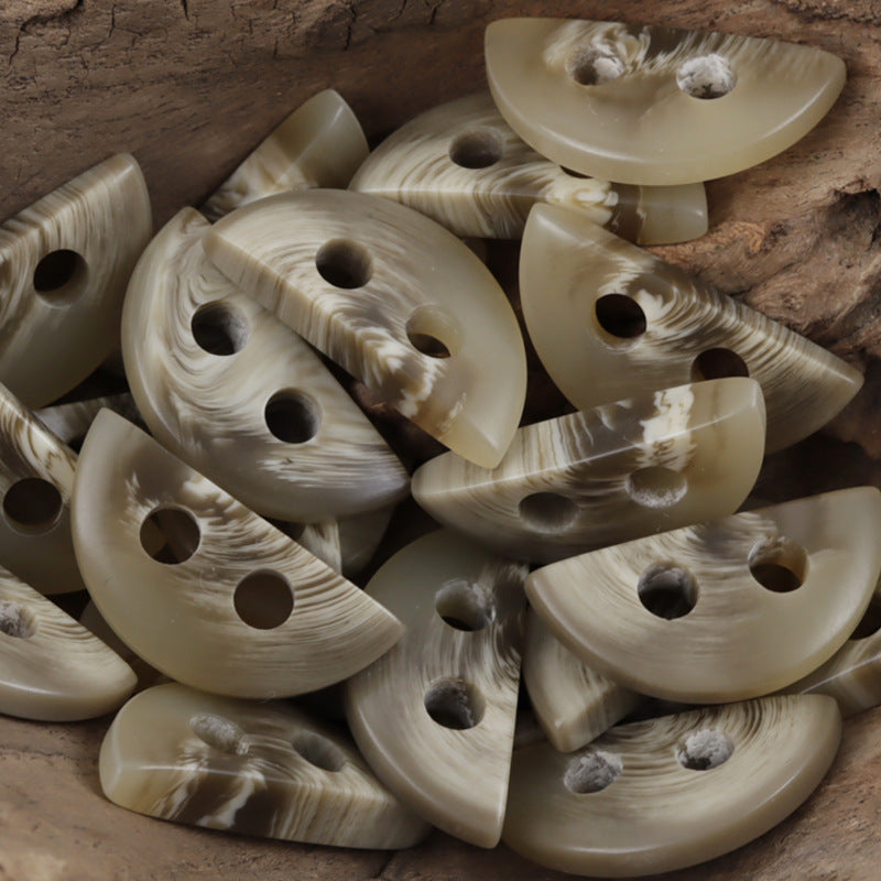 Semi-Circular 2 Hole Resin Buttons Imitation Horn Pattern,20pcs - Lots of Buttons