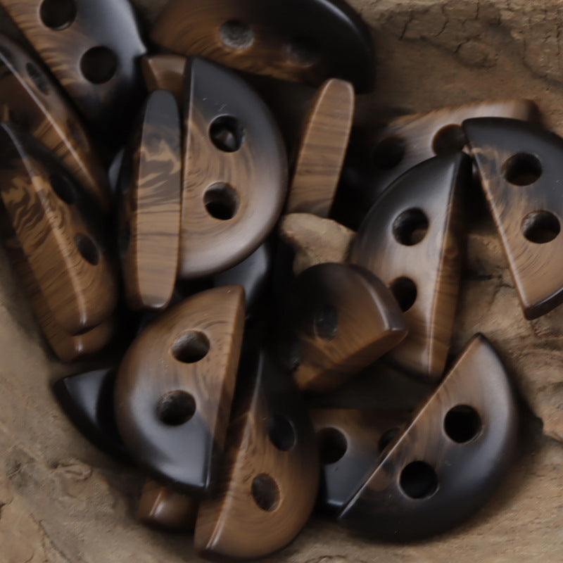 Semi-Circular 2 Hole Resin Buttons Imitation Horn Pattern,20pcs - Lots of Buttons