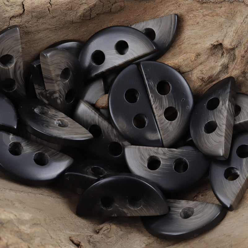 Semi-Circular 2 Hole Resin Buttons Imitation Horn Pattern,20pcs - Lots of Buttons