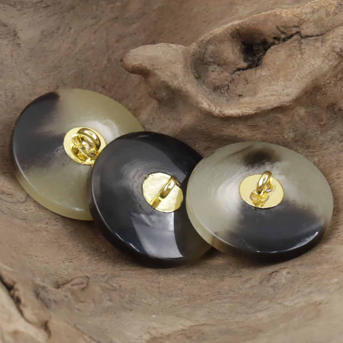 Black Tornado Texture Resin Buttons with Metal Shank for Camel Coat 10pcs - Lots of Buttons