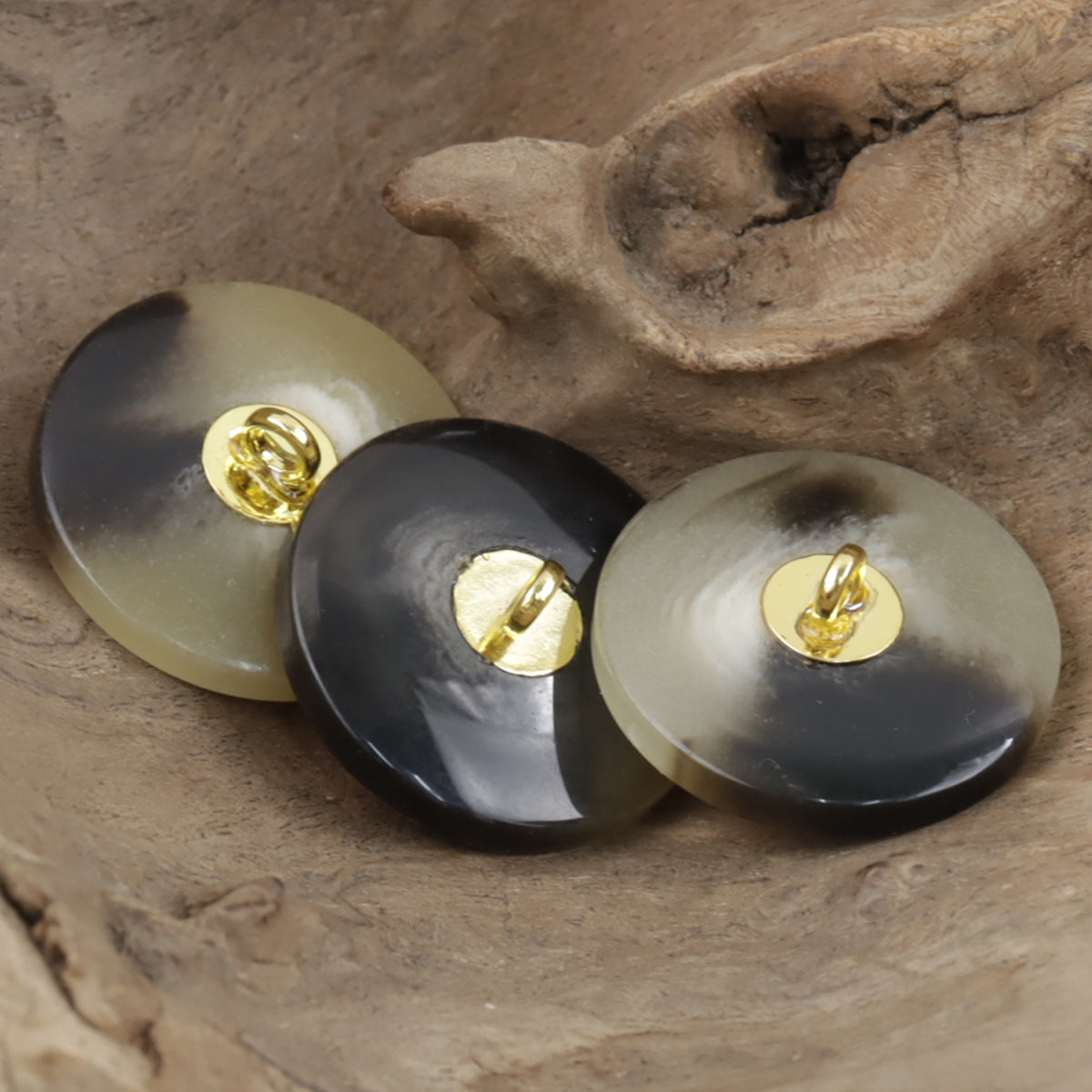 Black Tornado Texture Resin Buttons with Metal Shank for Camel Coat 10pcs - Lots of Buttons
