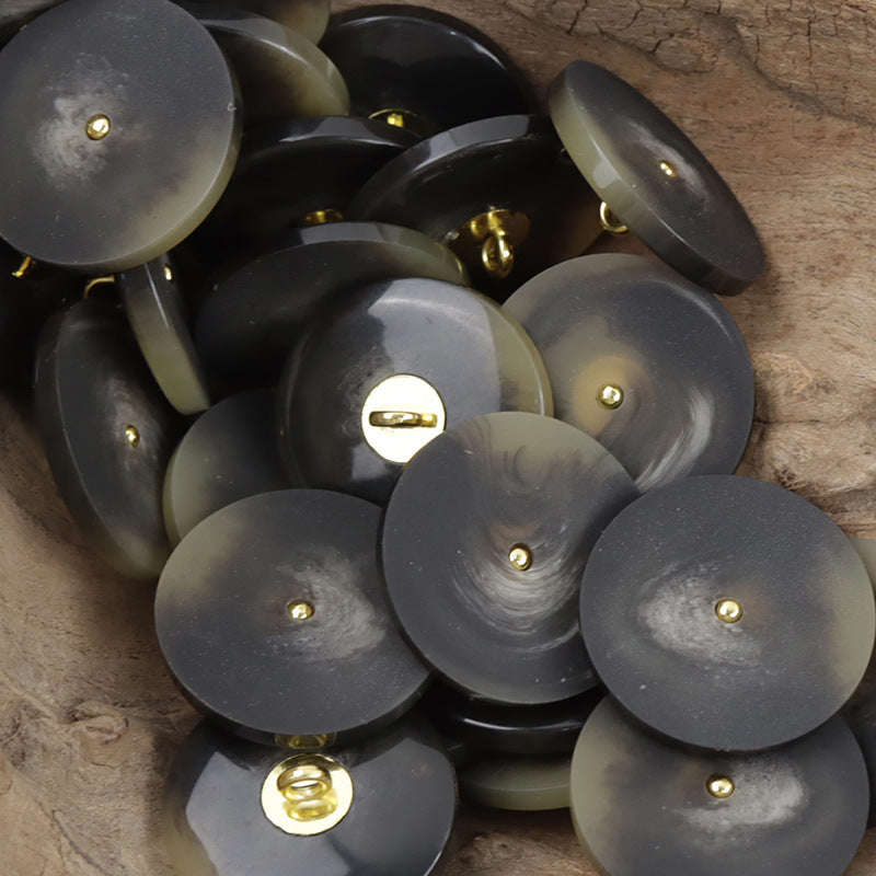 Black Tornado Texture Resin Buttons with Metal Shank for Camel Coat 10pcs - Lots of Buttons