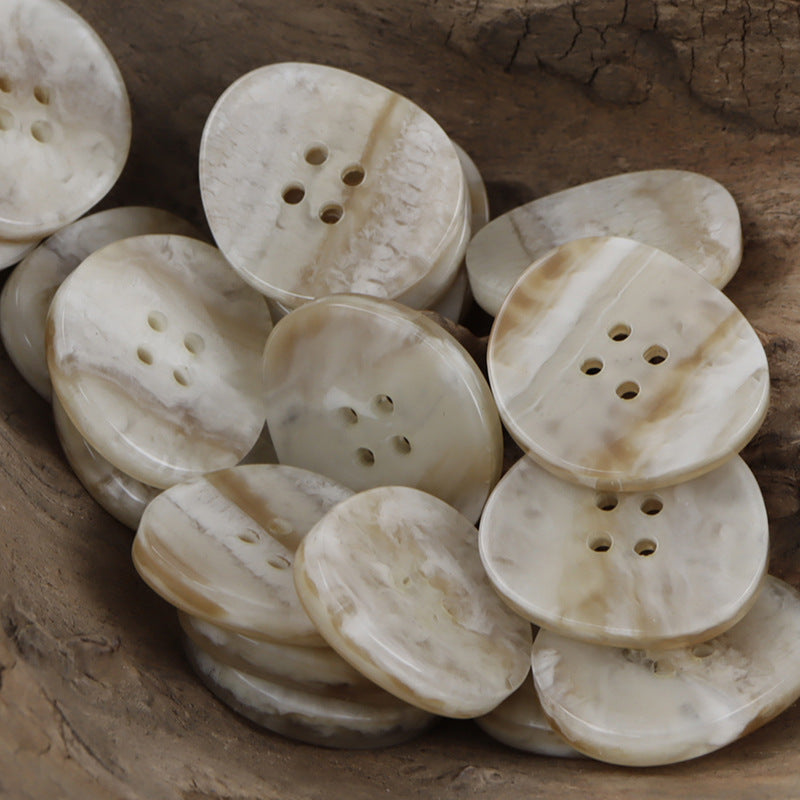 Irregular Light Khaki Wood Grain 4-Hole Resin Buttons 20pcs - Lots of Buttons