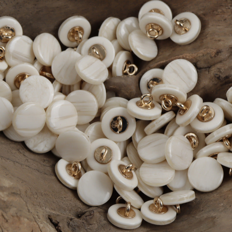 11.5mm Yellow Wood Grain Resin Buttons with Metal Shank 40pcs