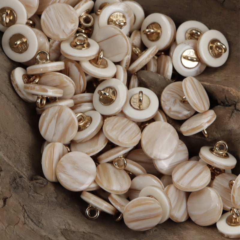 11.5mm Yellow Wood Grain Resin Buttons with Metal Shank 40pcs
