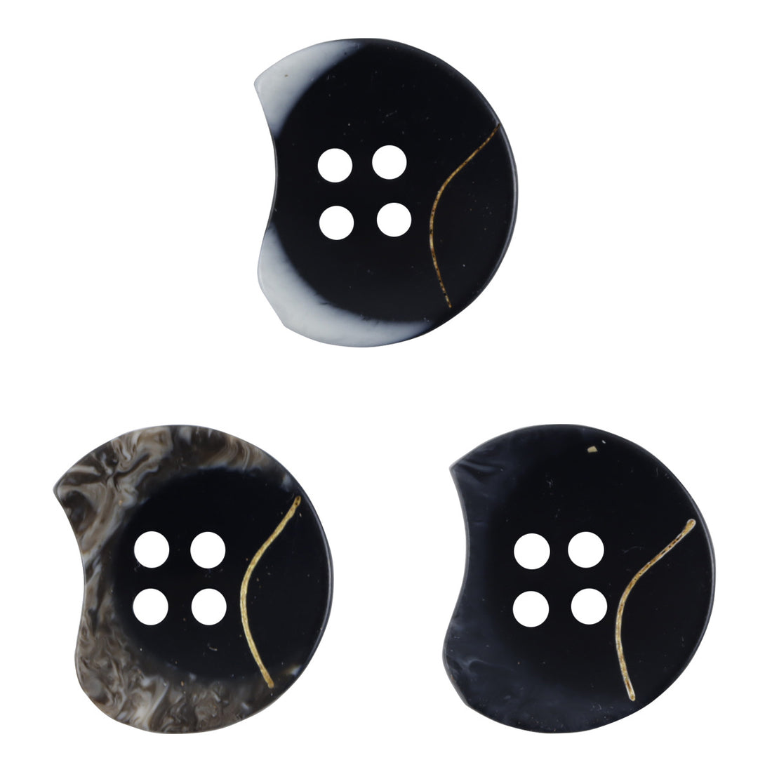 Unique Notched Black White Wavy Resin Buttons for Cardigans 30 Pack - Lots of Buttons