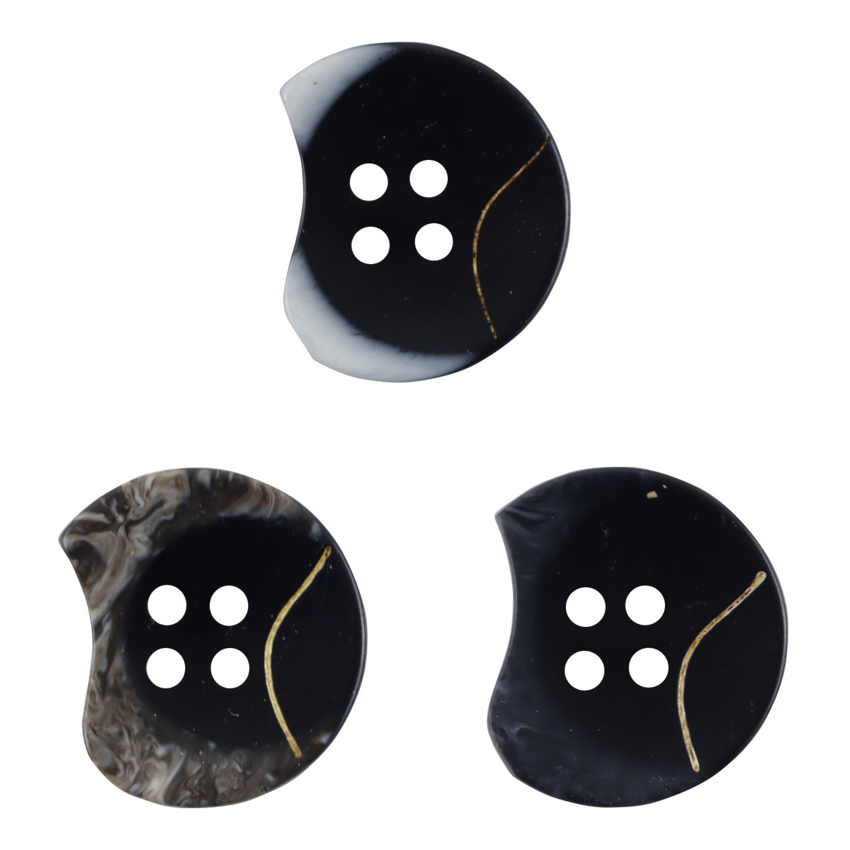 Unique Notched Black White Wavy Resin Buttons for Cardigans 30 Pack - Lots of Buttons