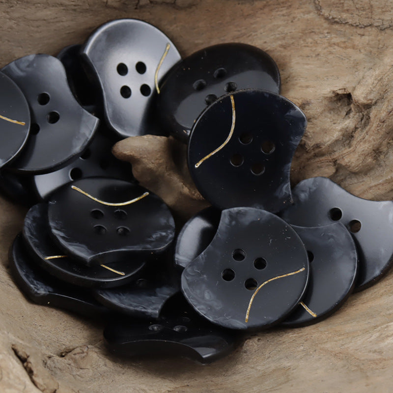 Unique Notched Black White Wavy Resin Buttons for Cardigans 30 Pack - Lots of Buttons