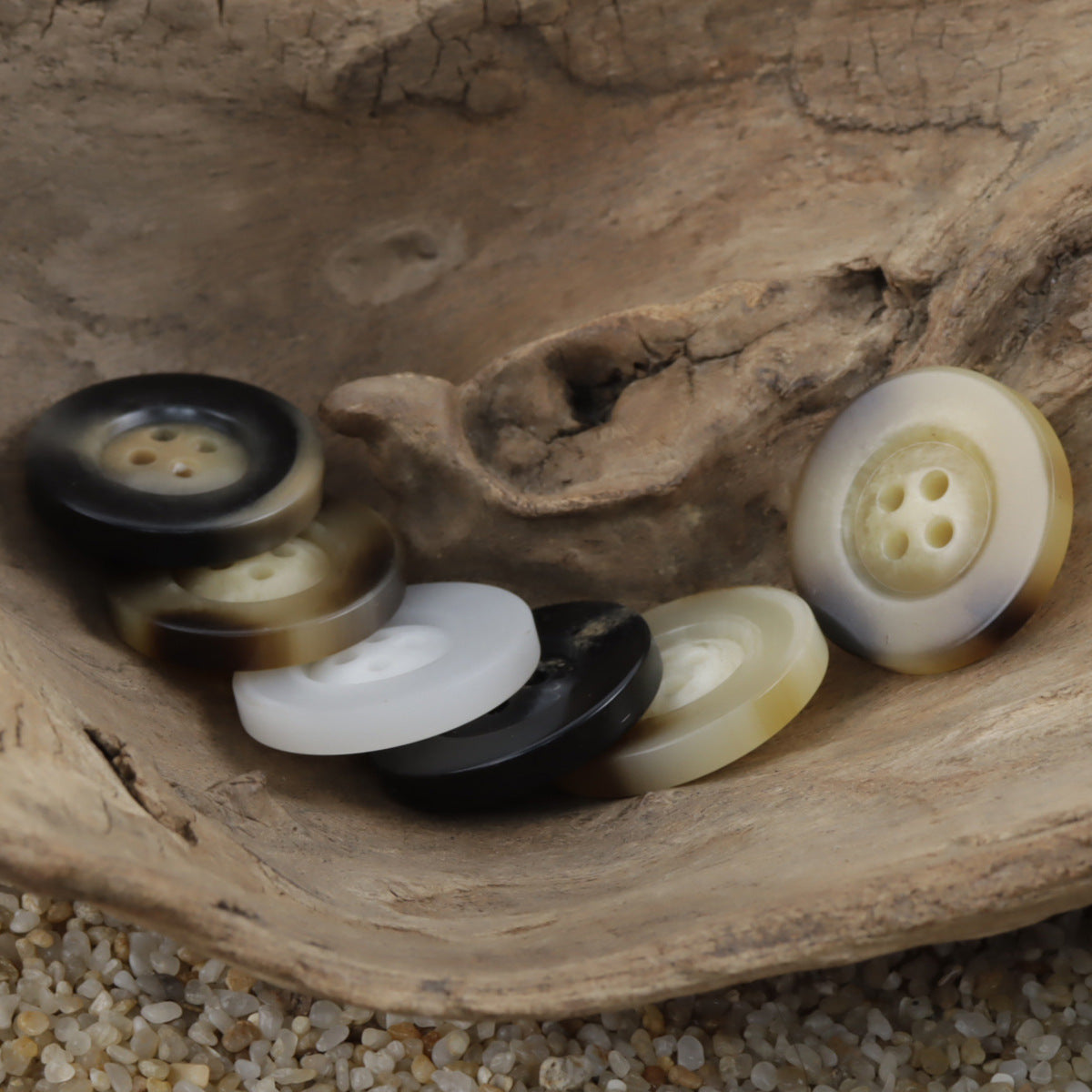 Classic Wide-Edged Resin Buttons Imitating Horn Pattern,50pcs - Lots of Buttons