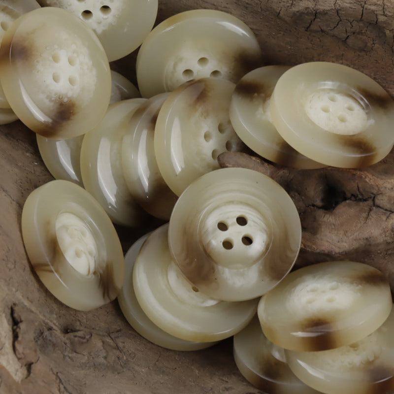 Classic Wide-Edged Resin Buttons Imitating Horn Pattern,50pcs - Lots of Buttons