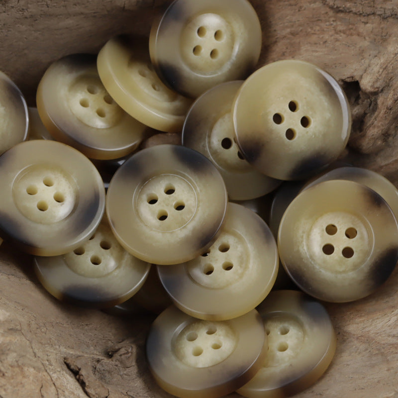 Classic Wide-Edged Resin Buttons Imitating Horn Pattern,50pcs - Lots of Buttons