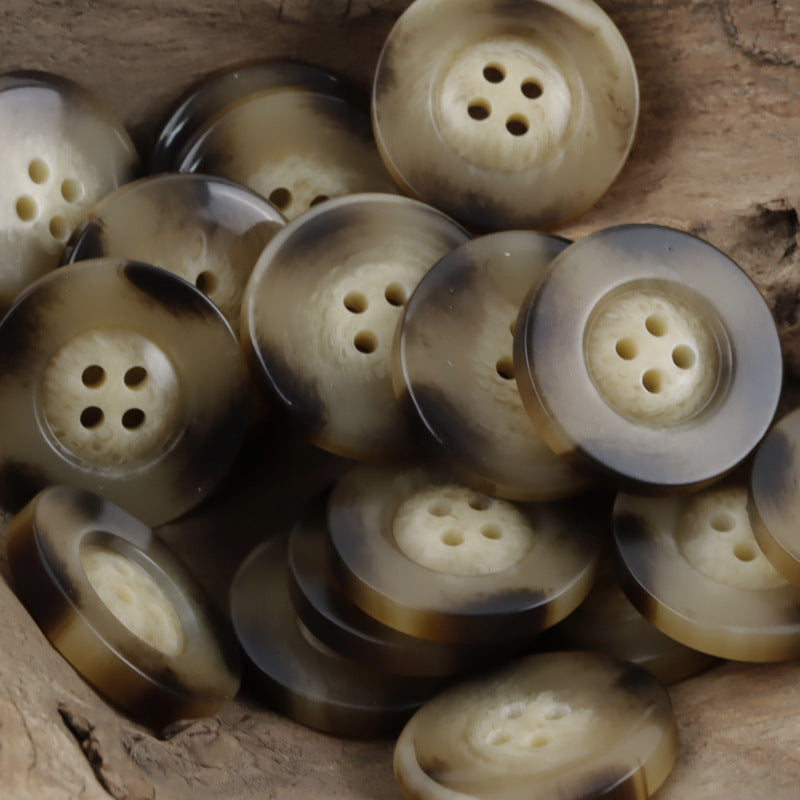 Classic Wide-Edged Resin Buttons Imitating Horn Pattern,50pcs - Lots of Buttons
