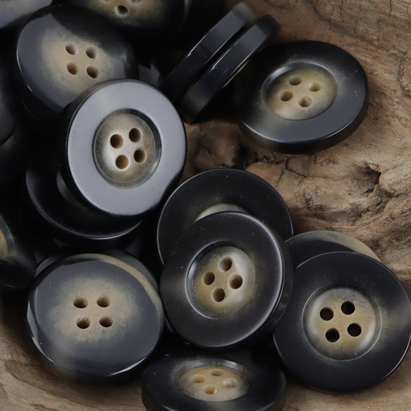Classic Wide-Edged Resin Buttons Imitating Horn Pattern,50pcs - Lots of Buttons