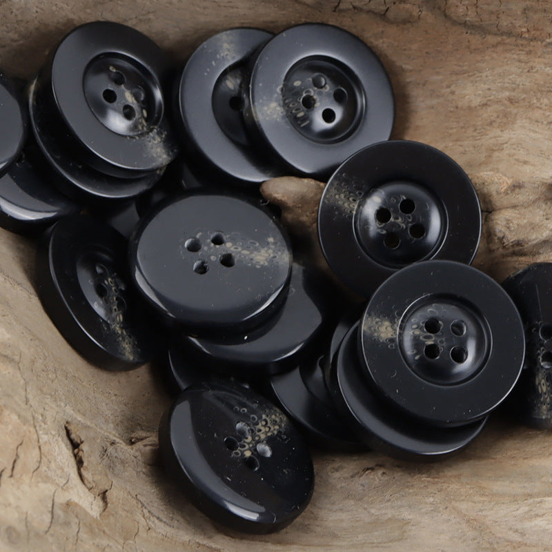 Classic Wide-Edged Resin Buttons Imitating Horn Pattern,50pcs - Lots of Buttons
