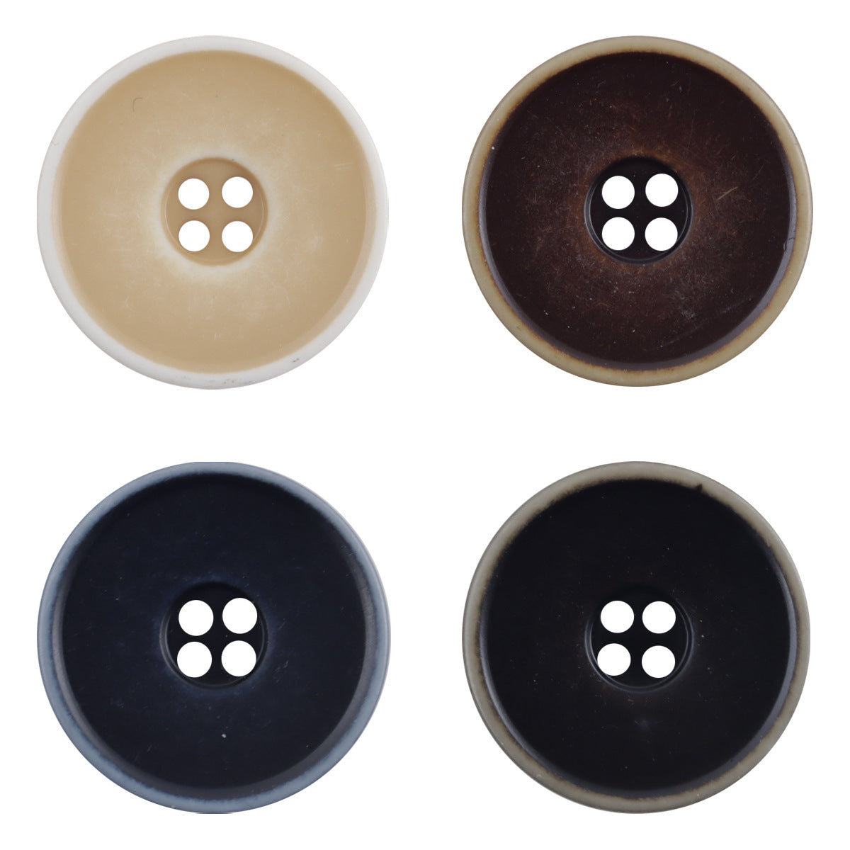 Round 4 Hole Distressed Washed Gradient Resin Buttons,20pcs 