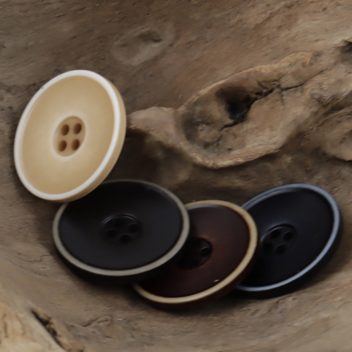 Round 4 Hole Distressed Washed Gradient Resin Buttons,20pcs 
