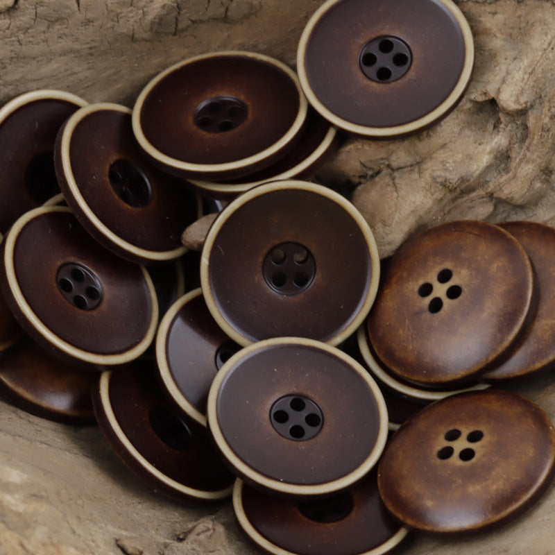Round 4 Hole Distressed Washed Gradient Resin Buttons,20pcs 